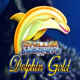 Dolphin Gold with Stellar Jackpots online game logo by Lightning Box Game on betfridays.com